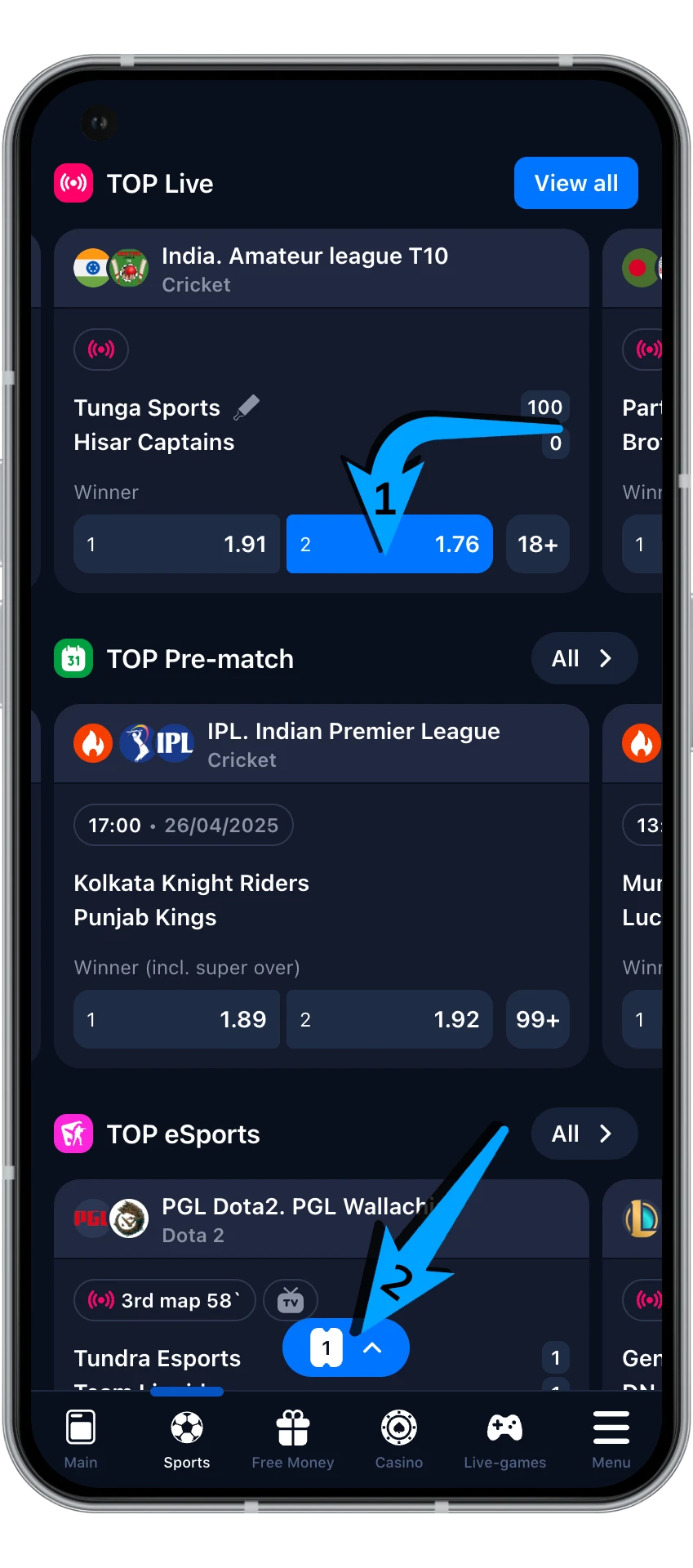 Find out how to place a bet on a specific market at 1Win casino.