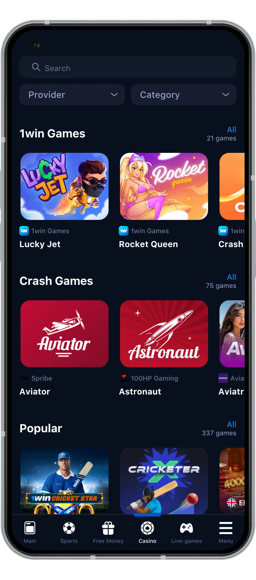 Try your luck at the 1Win web app.