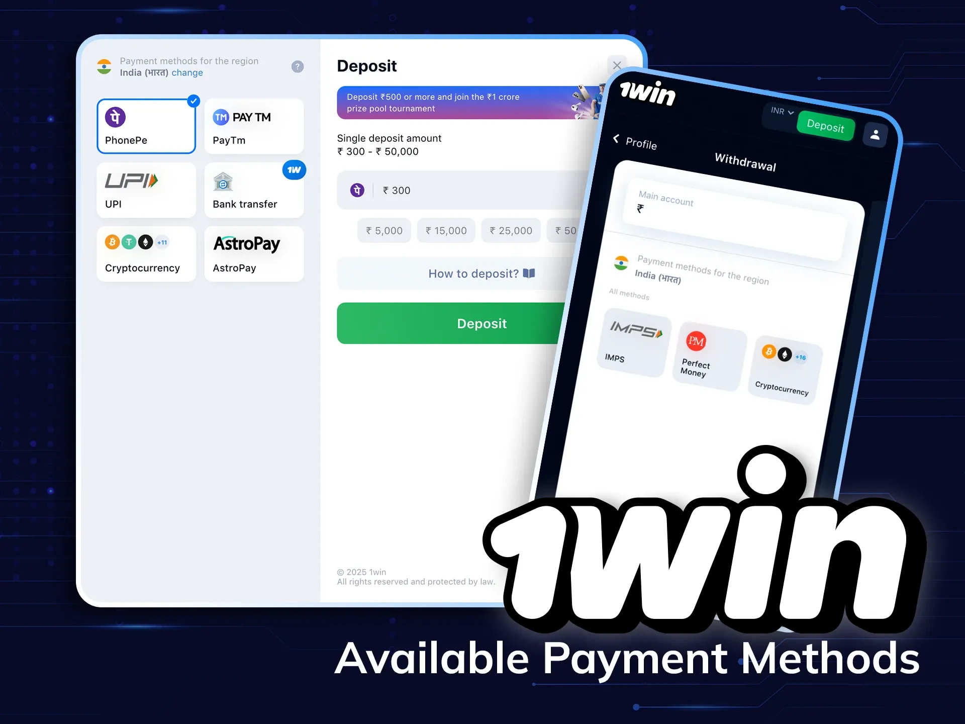 Enjoy the convenience of payment transactions at 1Win.