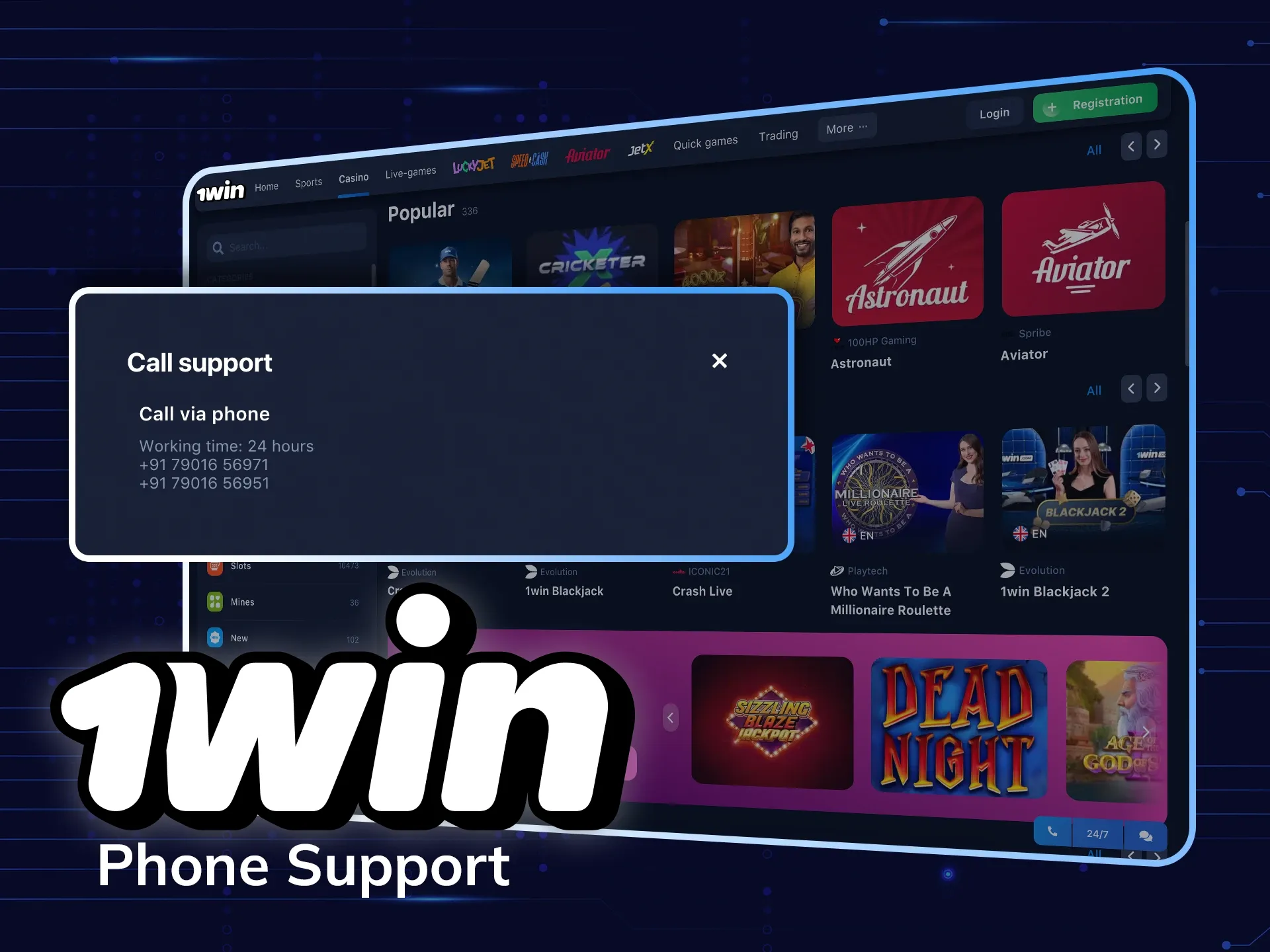 Find out how to get 1Win support by phone.