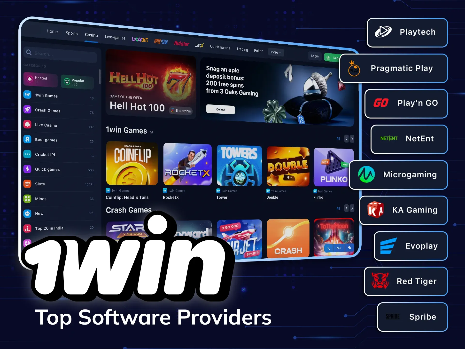 Find out how 1Win works with some of the most reputable software developers.
